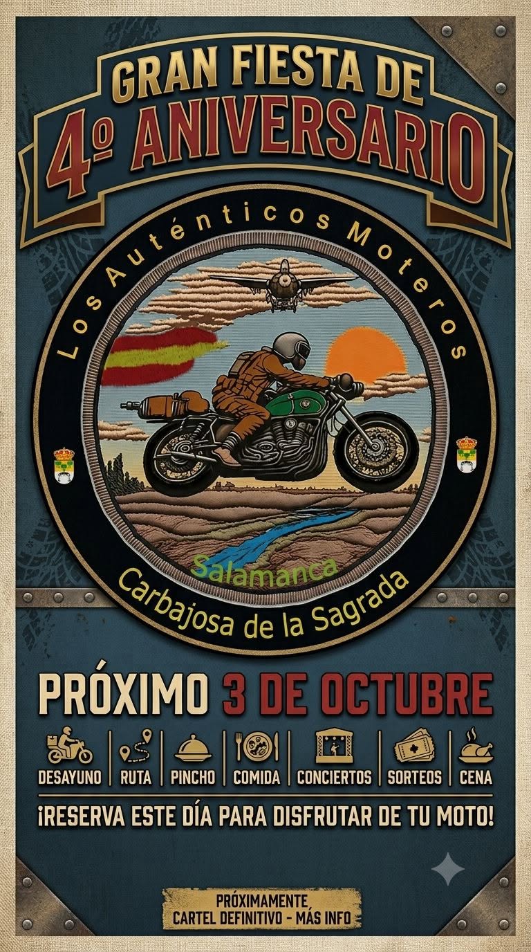 Cartel de la Gran Fiesta del 4.º Aniversario de Los Auténticos Moteros